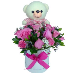 Peluche y rosas para bebé
