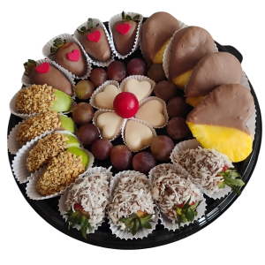Bandeja de fruta con chocolate
