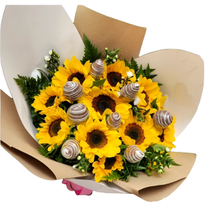 Bouquet de girasoles y fresas