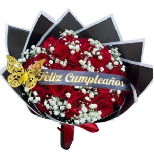 Bouquet de rosas con banda