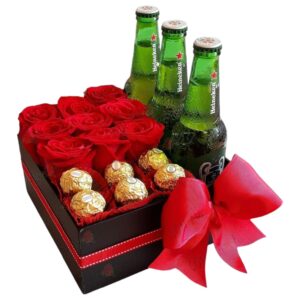 Cervezas, chocolates y rosas