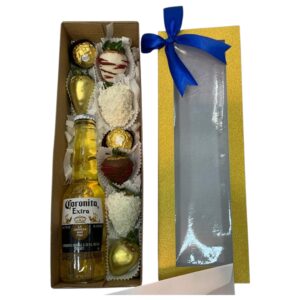 Caja de fresas y cerveza