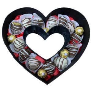 Corazón con fresas con chocolate