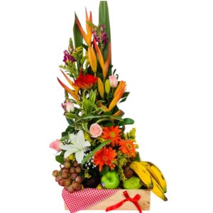 Flores tropicales y frutas