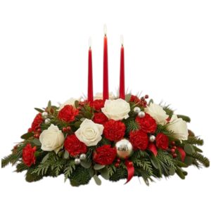 Flores y velas de navidad