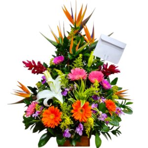 Ikebana en flores exóticas