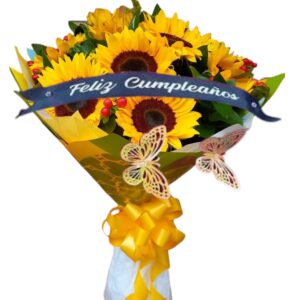 Ramo de girasoles con banda