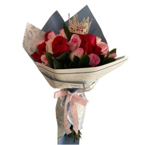 Bouquet de rosas y corona