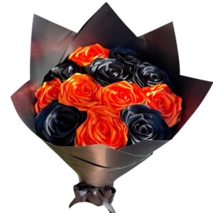 Flores eternas naranja y negro