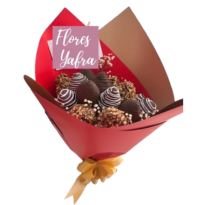 Atado de fresas con chocolate