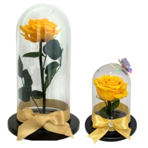 Base C&uacute;pula con Rosa Eterna Amarilla